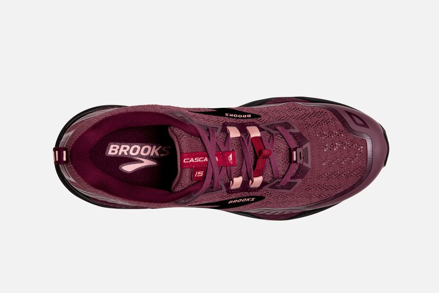 Brooks Running Shoes - Cascadia 15 Trail Womens - Burgundy - GIJ-503762